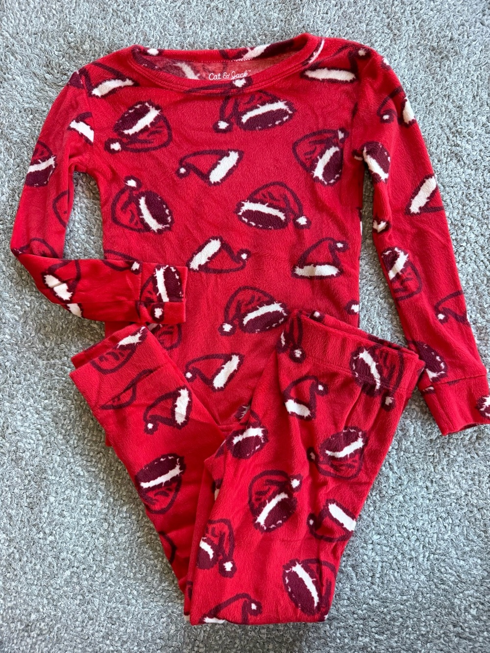 Cat & Jack Red Kids' Santa Hat Two-Piece Pajamas